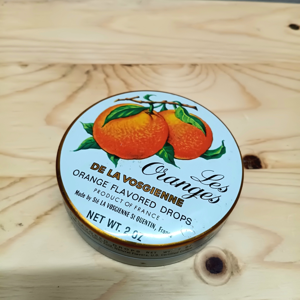 Vintage "Les Oranges de la Vosgienne" French Orange Drops Tin